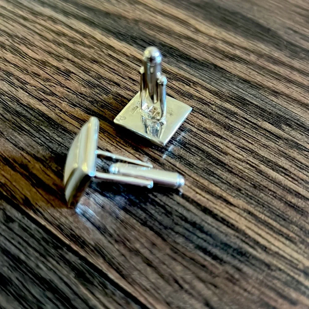 Mother of pearl inlaid sterling silver Art Deco cufflinks